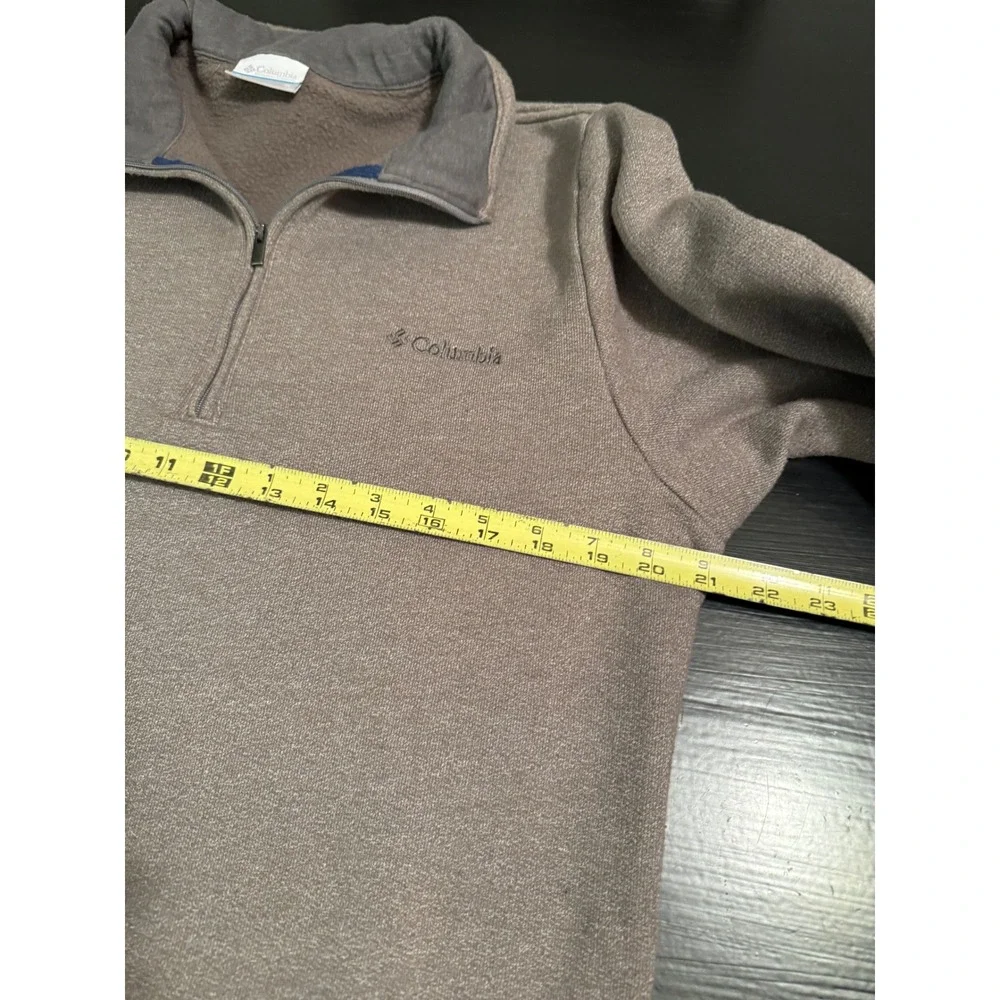 Columbia Mens Quarter Zip Fleece Pullover Brown Heathered Sweater Size M